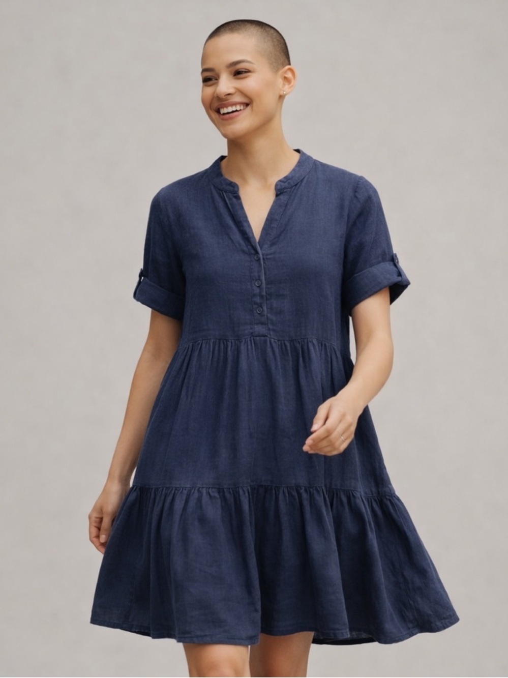 Bellambia 100% Linen Blue Dress – Effortless Spring/Summer Staple (Size Large)